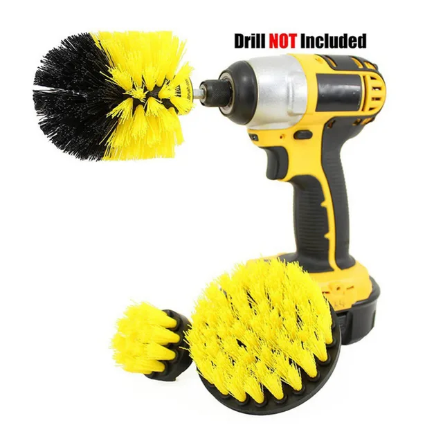 3Pcs/Set Round Cleaning Brush Electric Drill Brush Set for Carpet Glass Car Tires Nylon Brushes