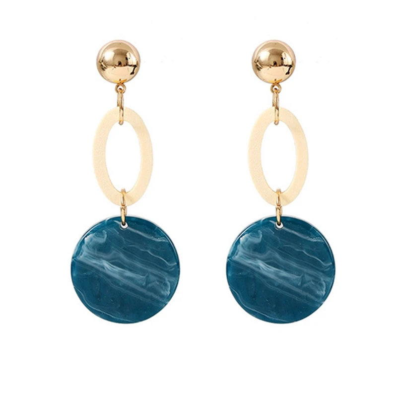 

Korean Simple Wooden Stone Texture Acrylic Dangle Earrings Geometric Hollow Out Round Circle Oval Drop Earrings Fashion Jewelry