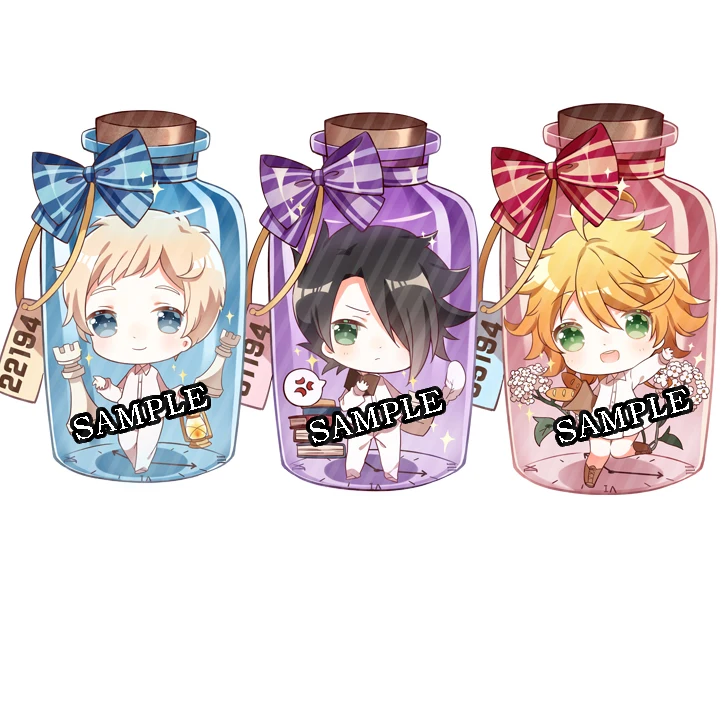 

Anime Yakusoku no Neverland The Promised Neverland Emma Norman Ray Wishing Bottle Keychain Cosplay Acrylic Figure Keyring Charms
