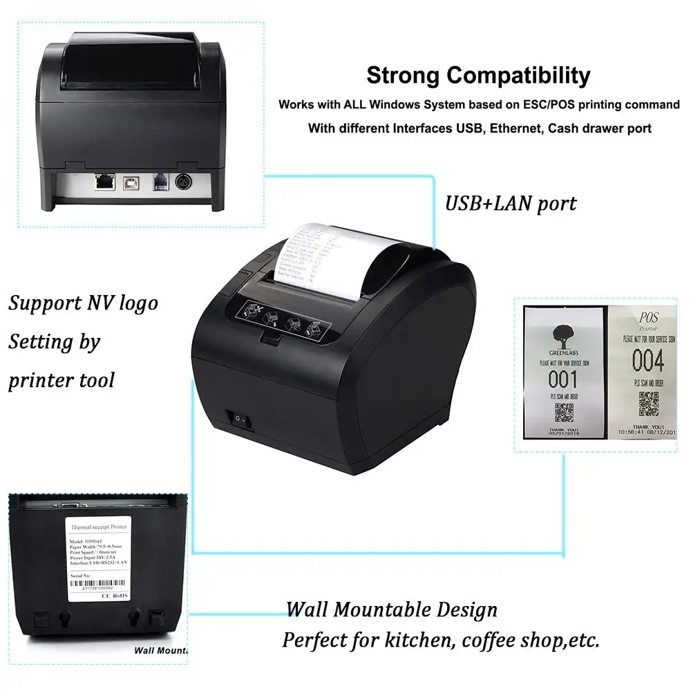 NT-806 80 мм Термопринтер автоматический резак ресторан кухня POS принтер USB+ Серийный+ Ethernet Wifi Bluetooth NETUM