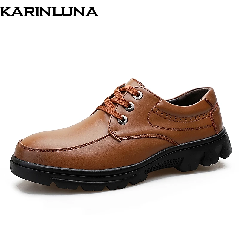 

Karinluna plus size 38-48 Fashion father shoes lace up split leather shoes Leisure Man Shoes Quality flats boyfriend shoes men