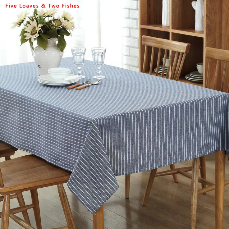 Free shipping Retro Stripes Square Tablecloths Cotton Linen Tablecloth