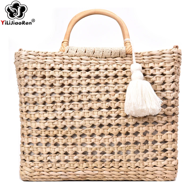 

Fashion Straw Summer Handbags Large Capacity Tote Bag Handmade Rattan Woven Women Beach Bag Bohemian Shoulder Bags for Women