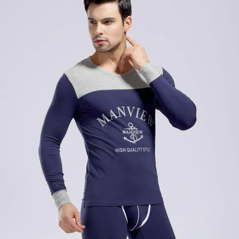 Рубашка+ штаны) мужское термобелье, хлопковое нижнее белье с принтом, теплые Качественные комплекты для сна, топ и леггинсы, мужские кальсоны, комплект