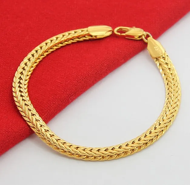 18 Karat Gold Mens Bracelet Best Bracelets Top Quality Whole Fashion Jewelry 24k Yellow Bracelet Snake 18 Karat Gold Ks157 Men
