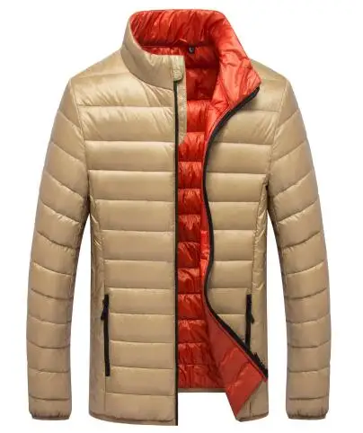 Повседневная Ультралегкая мужская куртка с утиным пухом, осенняя и зимняя куртка, Мужская Легкая куртка с утиным пухом, мужские пальто - Цвет: Хаки