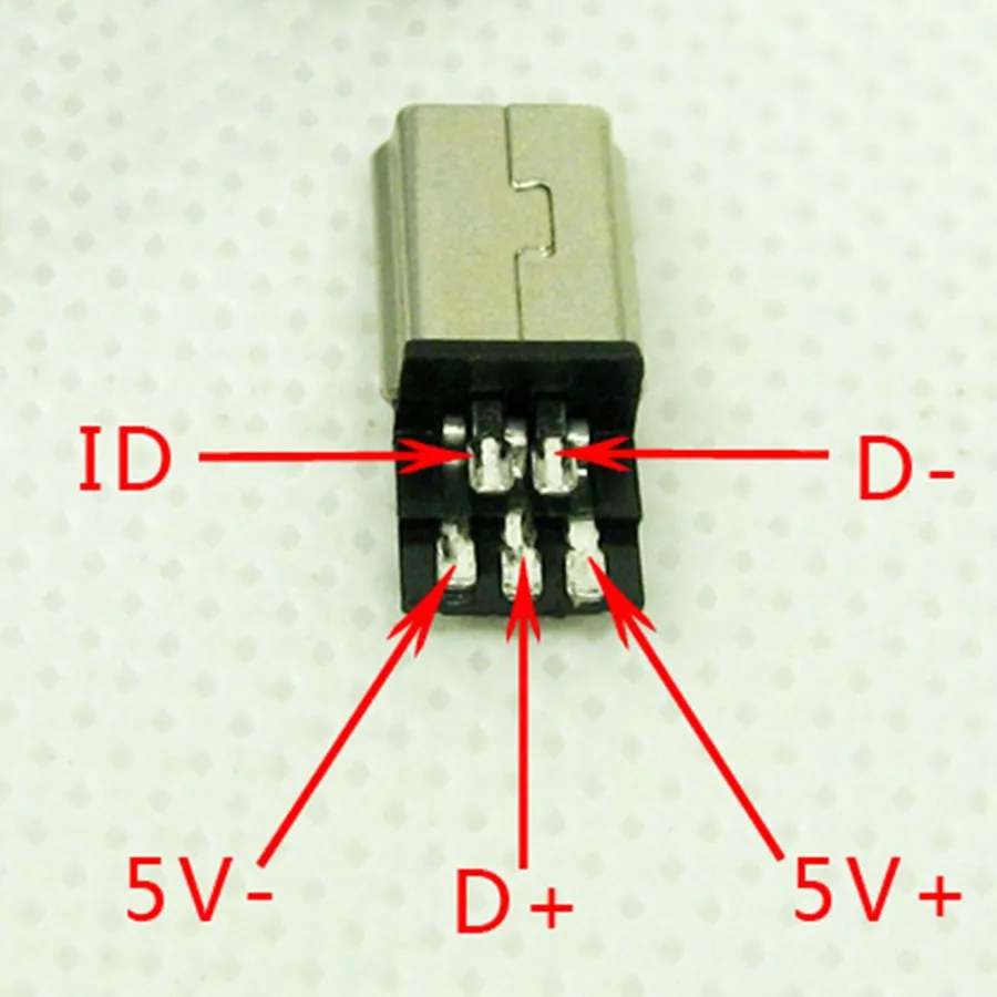 10 шт. мини Тип B USB 5Pin тип сварки штекер разъем 4 в 1 90 градусов адаптер для OD 4,0 мм провода черный diy запчасти