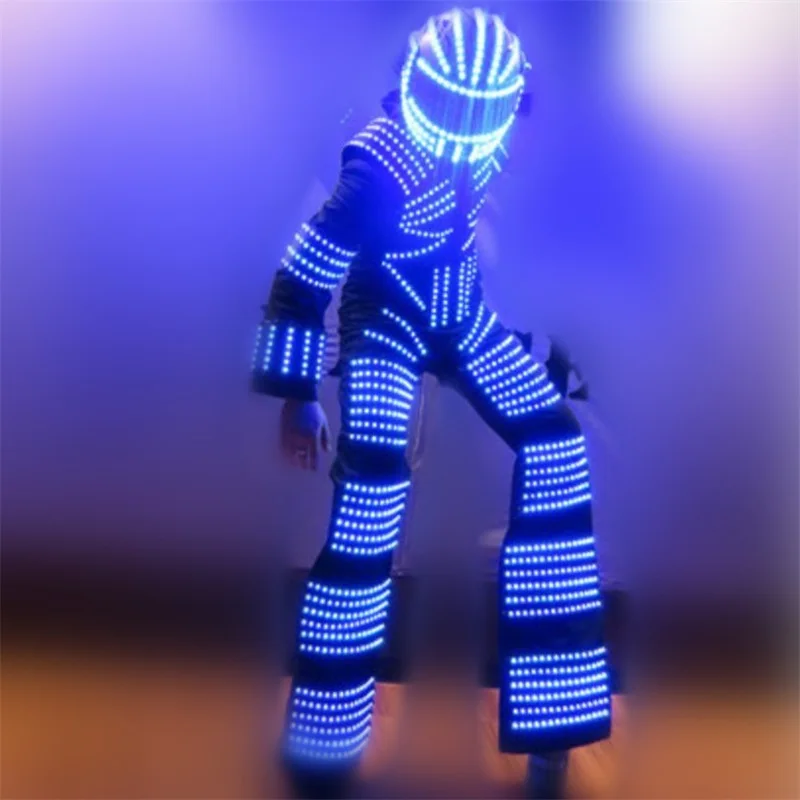 Full Color LED Luminous Costume With Led Helmet LED font b Clothing b font Light Led