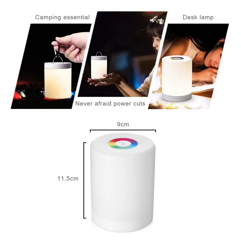  Led Press Control Night Light Induction Dimmer Lamp Smart Bedside Lamp Dimmable Rgb Color Change Re