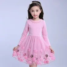 Girls Dress 2019 Autumn Winter Princess Dress Girls Floral Long Sleeve Lace Kids Dresses For Girls Costume 4 6 8 10 12 13 Years