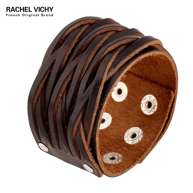 Simple Style Fashion Bracelets Male Vintage Punk Wide Genuine Simple Style Fashion Bracelets Male Vintage Punk Wide Genuine Leather Cuff Bracelet Sporty Man Jewelry