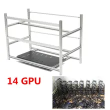Open Air Mining Rig Stackable Frame Case 10 LED Fans For 14 GPU ETH BTC Ethereum Computer Mining Case Server Chassis Without Fan
