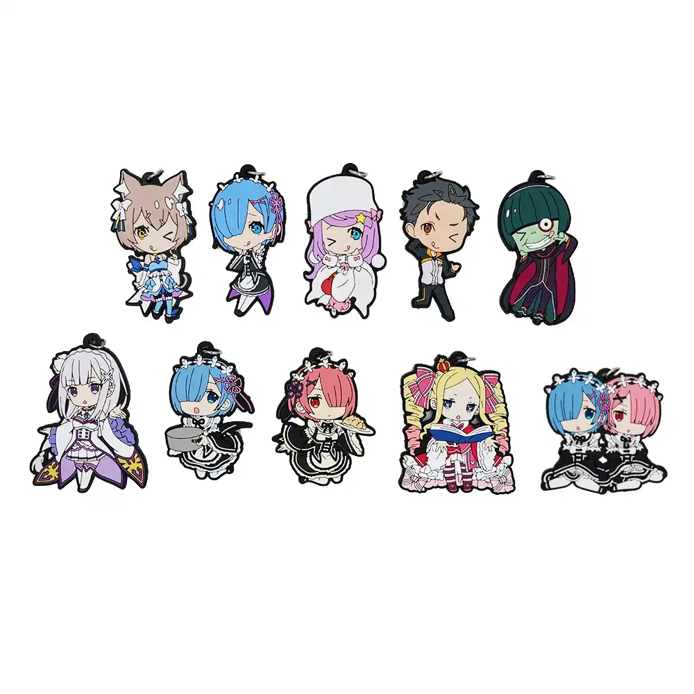 Re Zero Kara Hajimeru Isekai Seikatsu Anime Rem Ram Natsuki Subaru Puck Beatrice Felt Rubber Keychain Action Figures Aliexpress