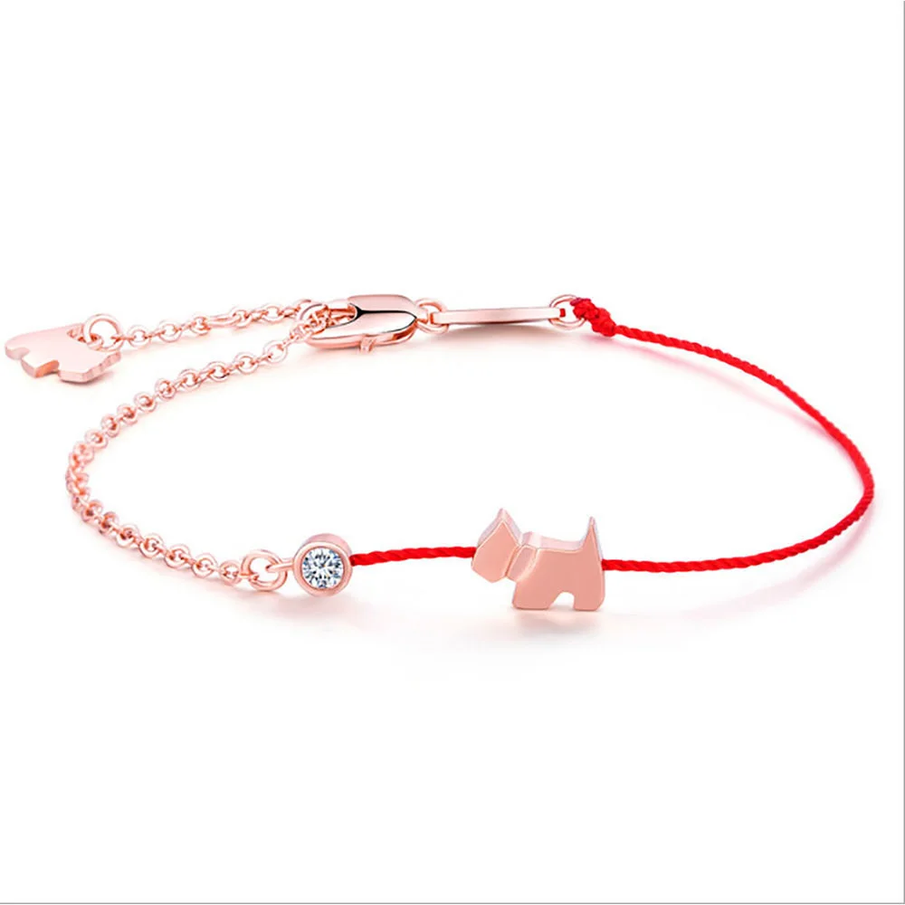 

Crystal Charm Bracelets for Women Thin Red Thread String Rope Fashion Lovely Dog Bracelet Bangles Letter Jewelry Adjustable