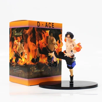

16cm One Piece Portgas D Ace cool with fire and black base action figure model toy Monkey Luffy brother Ace fighting figure toys