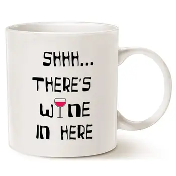 

Funny Christmas Gifts Coffee Mug, Shhh. There's Wine in Here Unique Friend and Family Gifts Cup White, 11 Oz