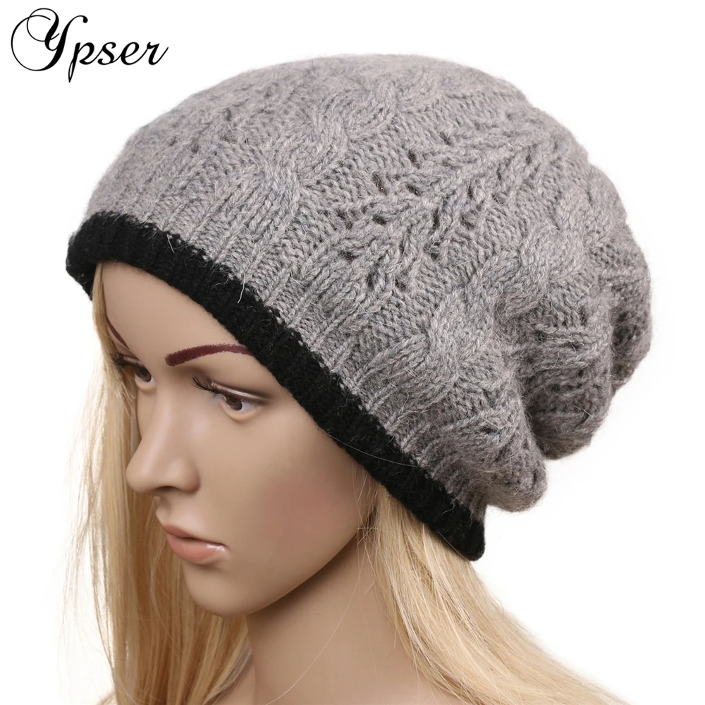 

Winter Hats for Women Knitted Skullies Beanie Warm Hats Hollow Out Pattern Crochet Slouchy Cap Double Side Ypser