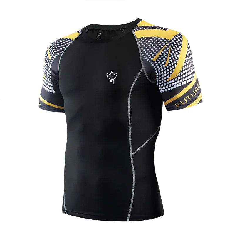 FUTUREOX бренд Herren фитнес-тренировочный sbekleidung Rashguard Топ 3D футболка с коротким рукавом MMA бег Бодибилдинг Топ - Цвет: GY05