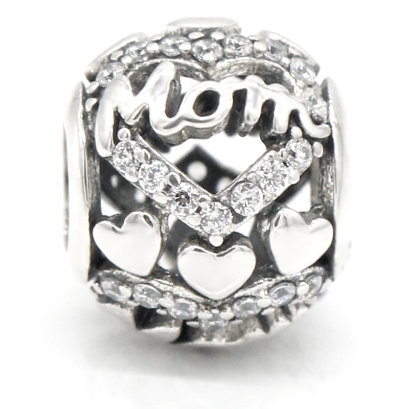 GNOCE Abalorio De Regalo De Corazón Brillante De Plata De Ley 925 Romántica Para Pulsera, Regalo De Joyería Para Mujeres, Niñas, Esposa, Hija, Mamás, Plata Esterlina, Circonita Cúbica