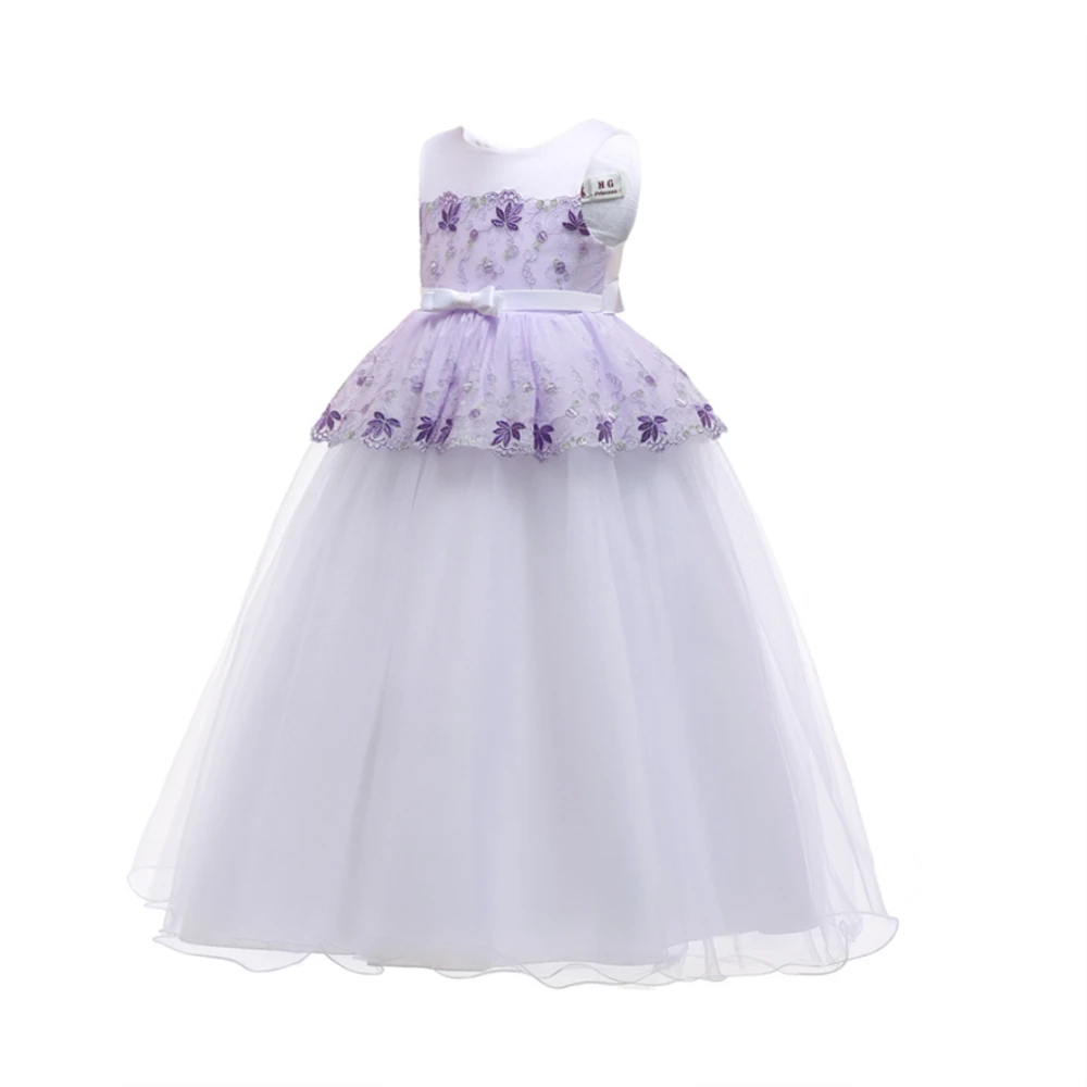 purple and white flower girl dresses