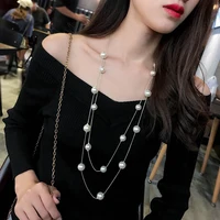 FSUNION 2025 New Long Double Layer Simulated Pearl Necklace Women Sweater Chain  Female Collares Statement Jewlery Gifts 3