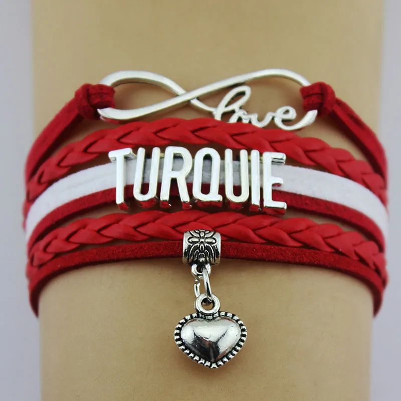 

Multilayers Turquie,Latvia ,Qatar Charm Bracelets Handmade Leather Weave Heart Pendant Friend Birthday Festival Party Gifts