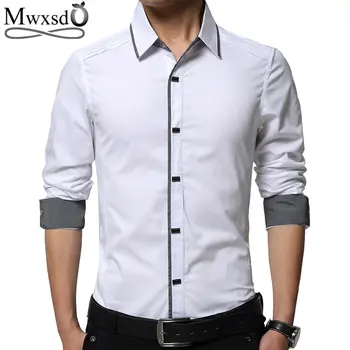 

Mwxsd brand high Quality Men Dress Shirt mens Slim Fit Long Sleeve cotton shirt male casual Shirts big size 4xl chemise homme