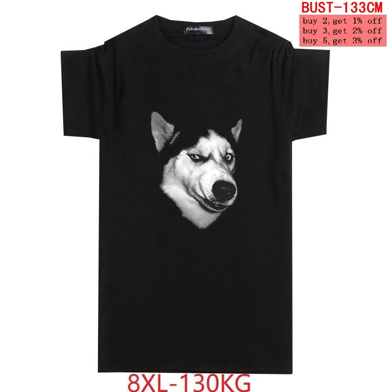 Summer Men's Large Size T-Shirt 8XL Husky Funny tShirt 6XL 7XL 2018 Cotton Short Sleeve Print Animal Blue | Мужская одежда