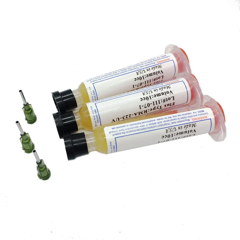 

High Quality 3pcs/lot RMA-223 Solder Soldering Paste Flux Grease RMA-223-UV 10cc for LED BGA SMD PGA PCB repair+3 needles