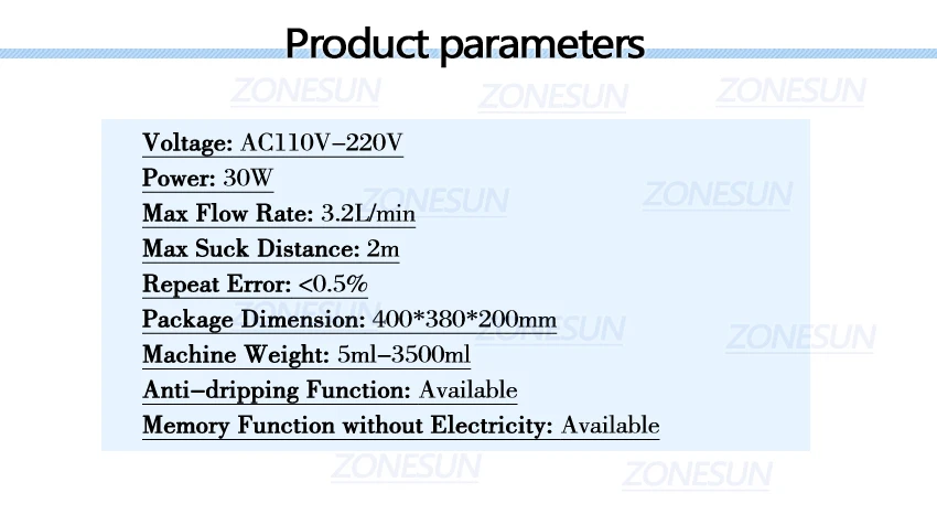 ZONESUN разливочная машина полностью из нержавеющей стали, регулируемая ножка, количественная вода, молоко, духи, сок, парфюм, наполнитель