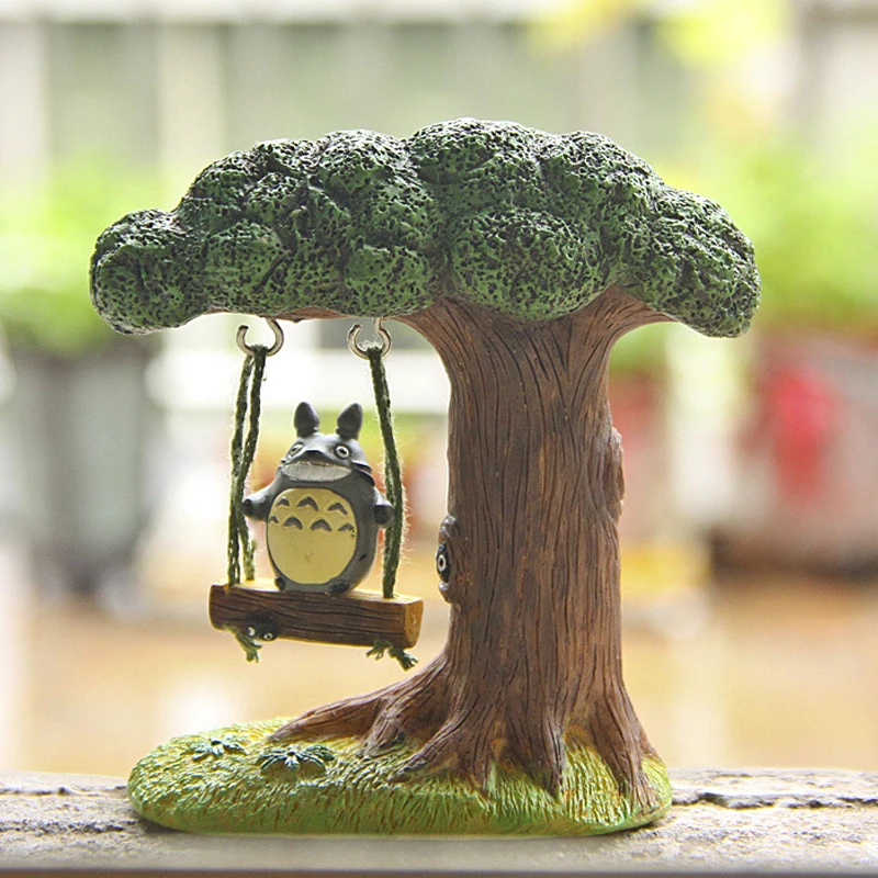 Studio Ghibli фигурка Тоторо DIY Миядзаки Мой сосед Тоторо качели дерево смола фигурка игрушка классическая модель игрушки для домашнего декора