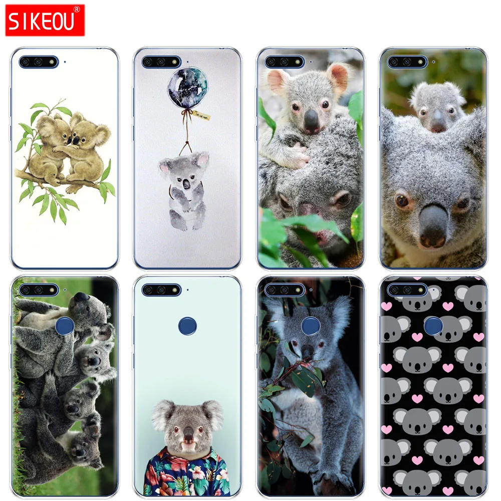 Силиконовый чехол для телефона Huawei Honor 7A PRO 7C Y5 Y6 Y7 Y9 2017 2018 Prime koala portrait | Мобильные