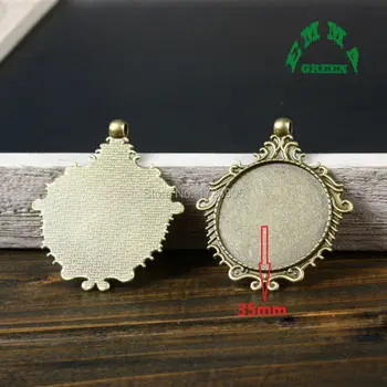 

Base Tray Bezel Flower Blank Round Setting Bronze Tone Mirror Frame Pendant Setting Fit 35 mm 10 pcs Cabochon Cameo