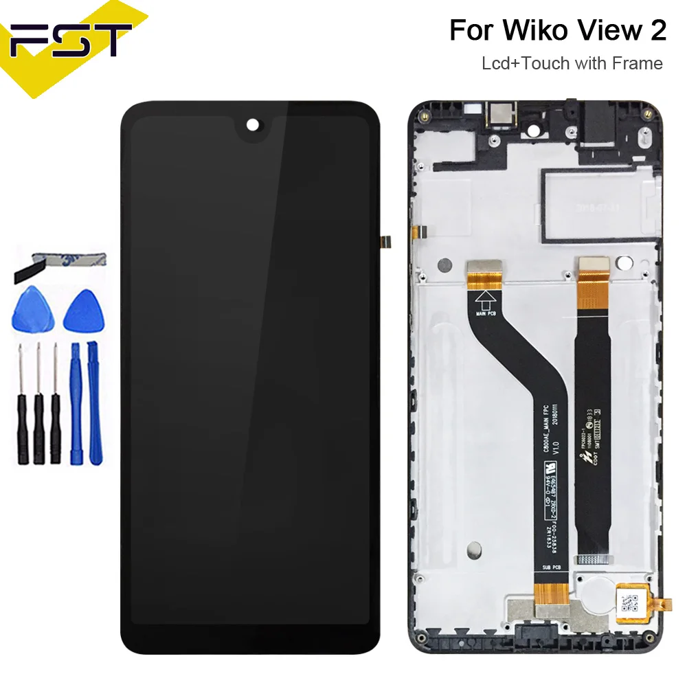 

6.0'' Black For Wiko View 2 LCD Display with Touch Screen Digitizer Assembly with Frame For Wiko View 2 Lcd Sensor+Tools