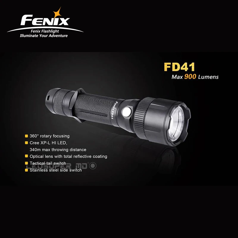  360 Degrees Rotary Focusing Fenix FD41 900 Lumens XP-L HI LED Tactical Flashlight with Floodlight a - 32975157975