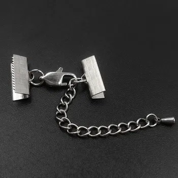 

Stainless Steel Cord Ends Caps with Lobster Clasps Extender Chain Connectors Sets fit 15mm 20mm Wholesale