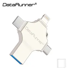 DataRunner 4 в 1 дизайн Usb флешка 128 ГБ интерфейсом Usb 3,0 OTG накопитель 16 ГБ 32 ГБ 64 ГБ cle Usb 3,0 флэш-накопитель флешки