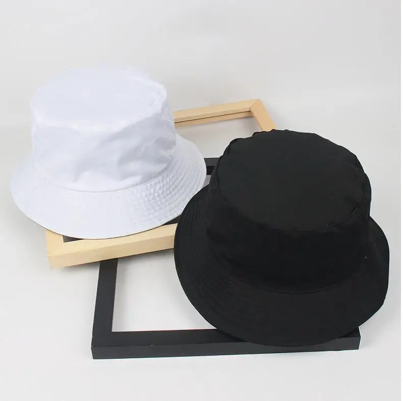Two side reversible black white solid Bucket Hat unisex chapeau fashion fishing hiking hat Bob Caps women men panama hat summer