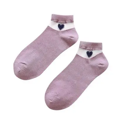 Модные женские хлопковые короткие носки в стиле Харадзюку японские Носки с рисунком сердца прозрачные шелковые носки для девочек - Цвет: purple