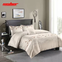 Sisher Luxury Duvet Cover Queen Flowers Bedding Set with Pillowcase Double Full King Size Gray Bedclothes
