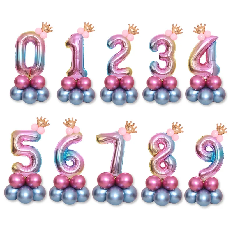 

1Set 32inch Number Foil Balloons Digit air Ballon Kids Birthday Party Christmas Festival Party anniversary Crown Decor Supplies