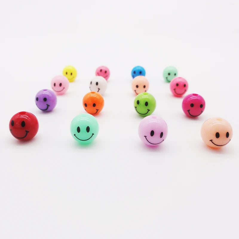 

30pcs 10mm Dia Plastic Acrylic Smile Face Round Ball Spacer Beads for DIY Necklace Bracelet Jewelry & Craft Making Accessories