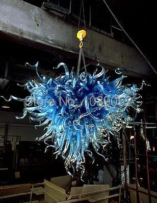 

Free Shipping Party Deco Hand Blown Glass Blue Chandelier