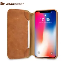 ФОТО jisoncase utral thin leather phone case anti-knock wallet cases with card pocket business vintage smart cover funda for iphone x