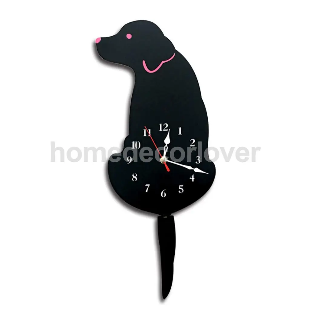 Cartoon Acrylic Wagging Tail Dog Innovative Home Cafe Bar Shop Wall Clock Cute Puppy Animal Decor Props Timen Watch	