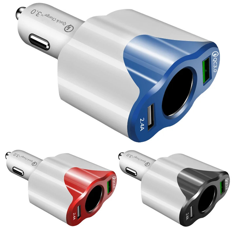 Автомобильное зарядное устройство 12 24 В USB Разветвитель Прикуривателя QC 3