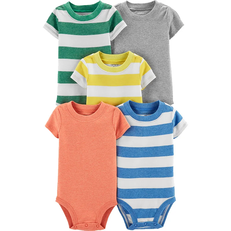 Carters 5 Pack полосатый Оригинальное боди мода принт сплошной ребенок мальчик одежда