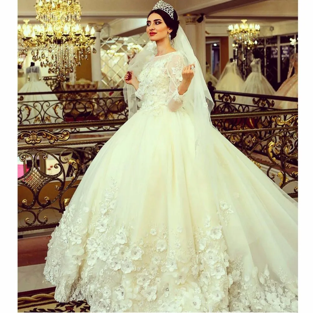 Muslim-Vestido-de-noiva-Ball-gown-Wedding-Dress-Appliqued-Long-Sleeve-Wedding-Dresses-2016-vintage-wedding
