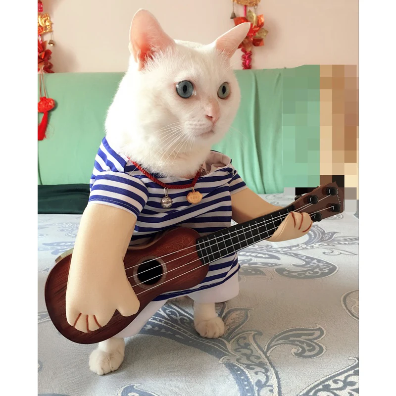 

Guitar player suit Funny Cats small Dog Puppy Cat Pet Costume Clothes Cosplay Christmas Halloween Suit clothes Dog supplies