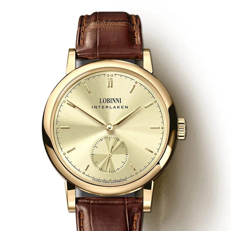 Luxury Brand LOBINNI Switzerland Men Watches Seagull Automatic Mechanical Men's Clock Sapphire Genu